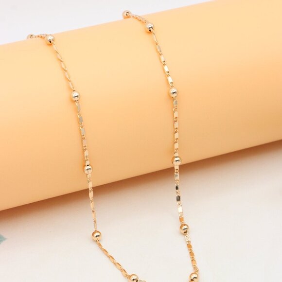 Elegant Rose Gold Necklace with Beaded Detailing, XPNL0403 - Picture 6 of 11